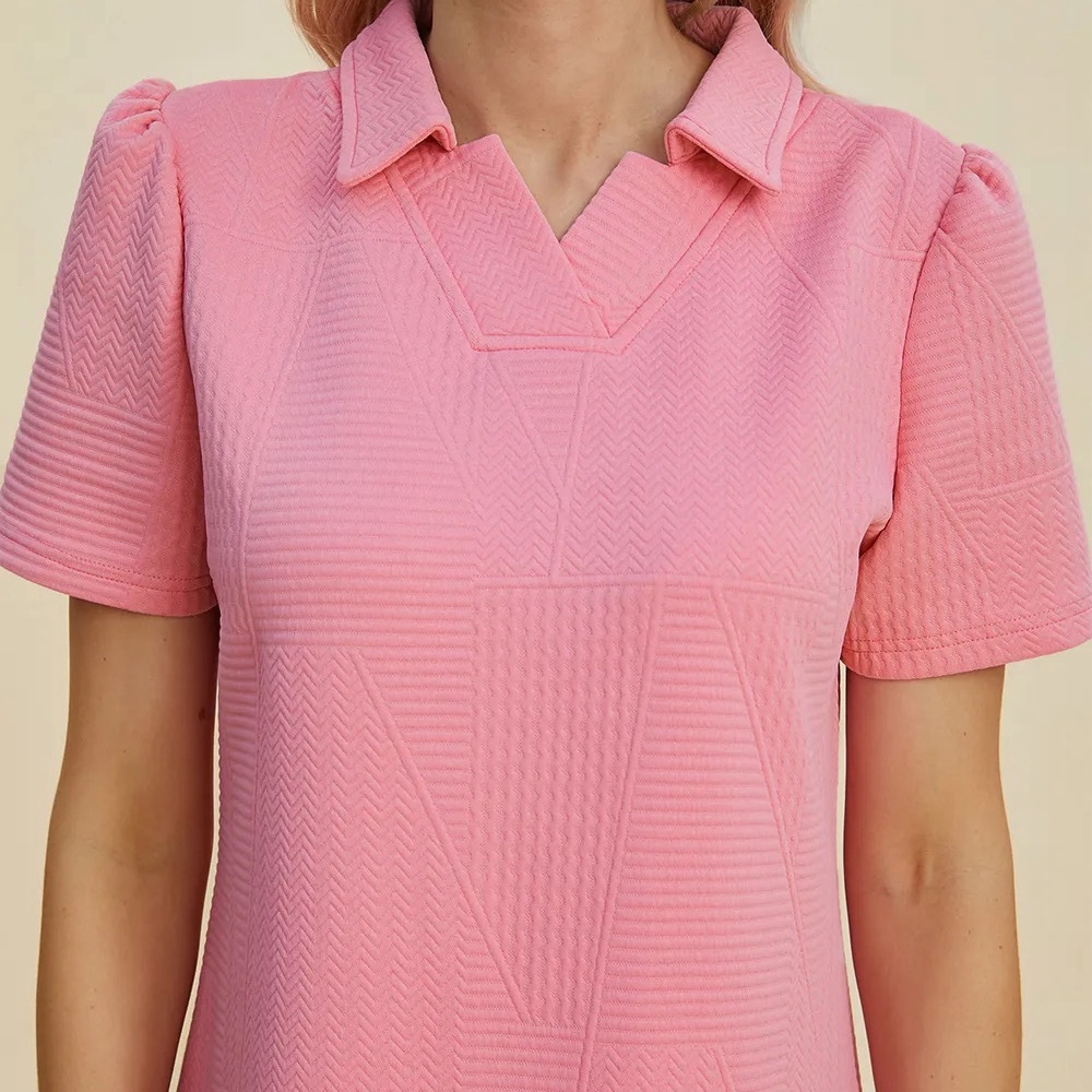 Minimalist Texture Short Sleeve Dress - Picture 10 of 13